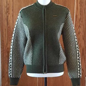 Geiger Green and Cream Zipper Sweater